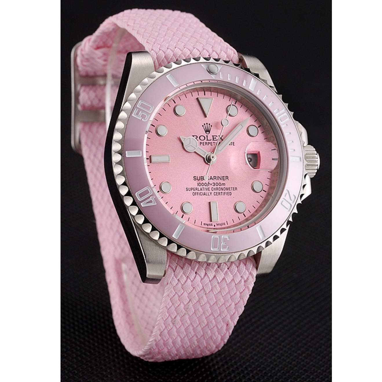 Aaa replica watch Bracelet Dial Rolex Pink Pink Submariner Pink 1453866 Fabric Bezel 0817